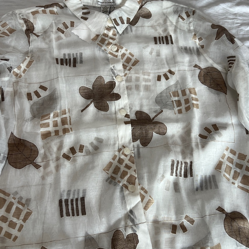 Leaf Print Button Down Shirt - image 3